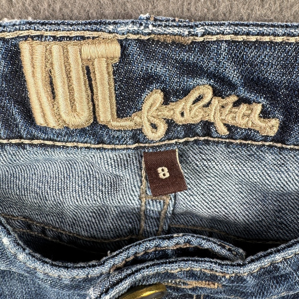 Kut from the Kloth Jeans Women 8 Kelsey Mid Rise Ankle Flare Distressed Patch - Picture 6 of 12